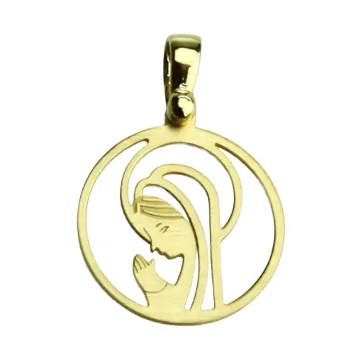 [MDP-53M002] Hangertje OLVrouw biddend - zilver 925‰ verguld 3µm (Ø16mm)