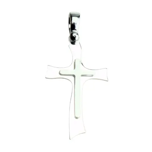 [HKZ-53M001] Croix bicolor - argenté 925‰ (20x24mm)