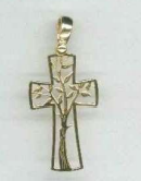 [HKP-53M003] Croix/arbre de vie découpé - aiton Plaqué Or 3μm (14x23mm)
