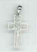 [HKZ-53M003] Croix/arbre de vie découpé - argenté 925‰ (14x23mm)