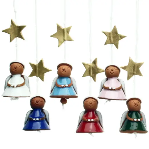 [ENG-03M01] Set of 12 Bell angel small - 4x4x8cm - ceramic/enamel assorted