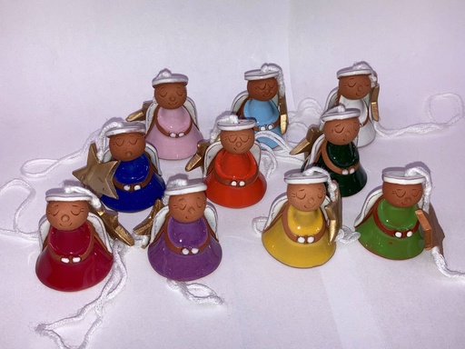 [ENG-03M01] Set van 10 terracotta engeltjes/emailleerd - hangend - 4x4x8cm