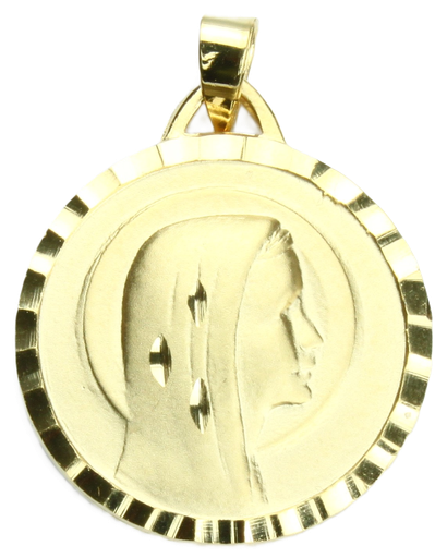 [MDP-48VG24] Medaille Onze Lieve Vrouw/geslepen rand - zilver 925‰ verguld 3µm (Ø18mm)