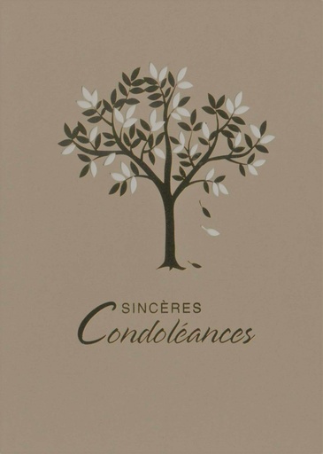 [CRT-50CON1839] Carte double Sincères Condoléances/laser - 12x17cm/cello+enveloppe