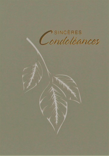 [CRT-50CON1840] Carte double Sincères Condoléances/laser - 12x17cm/cello+enveloppe