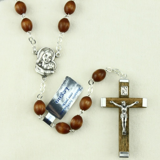 [RZK-55M005N] Rosary wood/chain/double - natural