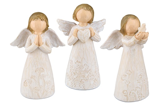 [ENG-30M002] Engel - kunsthars/bloemendesign - 12cm/beige - assorti