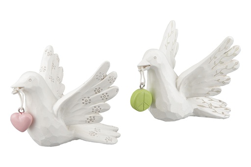 [BLD-30M001] Colombe de paix - 8 cm résine/beige - assorti