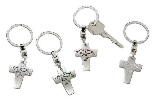 [SLH-30M001] Sleutelhanger Ichtus - metaal › 45mm - assorti