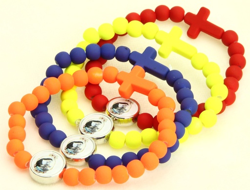 [ARM-35M007RIT] Bracelet - élastique/bois - coul. assorti - Ste Rita