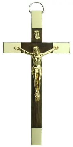 [MKR-35M001] Croix murale - bois/métal avec christ