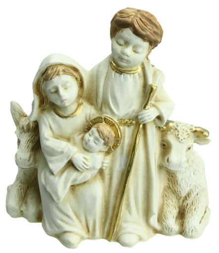 [KGR-35M005] Kerstgroepje/os+ezel - polystone (80x80mm)