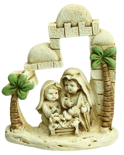 [KGR-35M003] Kerstgroepje/2 palmbomen - polystone (85x100mm)