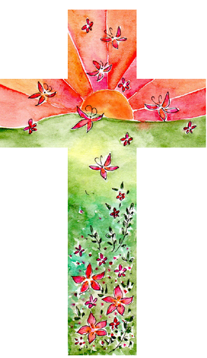 [MKR-01M011] Kruisbeeld hout - Rode Vlinders (90x150mm)