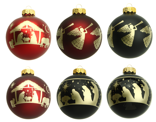[KST-03BAL01S] Set of 6 Christmas Bulbs - assorted (80mm)