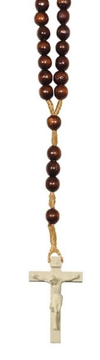 [RZK-57M01BR] Rosary wood with cross wood - Brown (8x6mm)