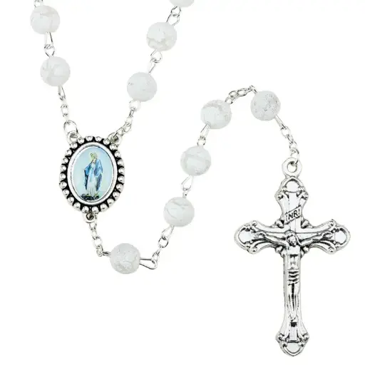 [RZK-35M001WT] Chapelet - plastique/blanche (⌀ 8mm)