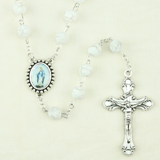 [RZK-35M001WT] Rosenkranz - platik/weiss  (⌀ 8mm)