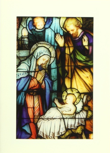 [CRT-18VIT165] Carte double vitrail Nativité - cello+enveloppe (110x150mm)