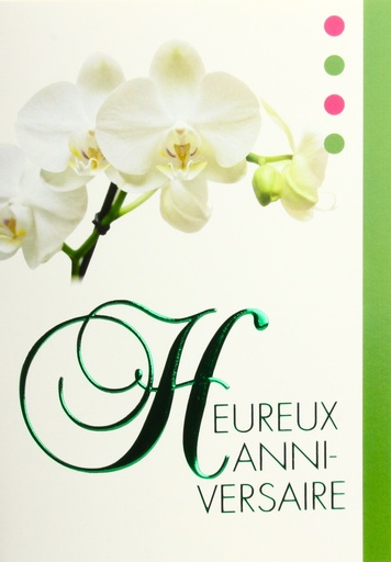 [CRT-50ANN33910] Carte double Heureux annivers - 12x17cm/cello+enveloppe
