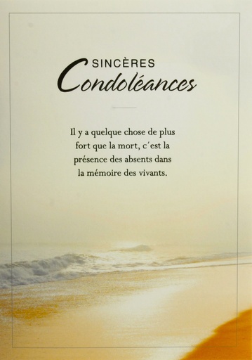 [CRT-50CON10062] Dubbelkaart/omslag in cello - 12x17cm - Sincères Condoléances