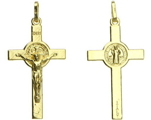 [HKP-10BEN090] Croix St Benoit - Argent 925‰ 3μm PL-OR (12x23mm)