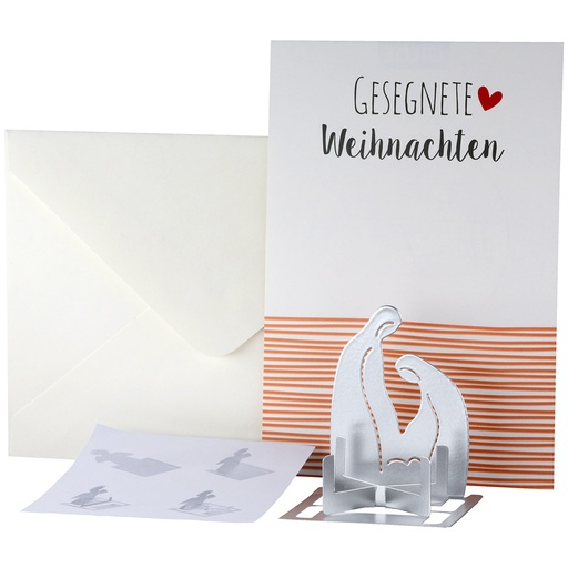 [KAN-30M012] Kandelaar metaal Kerst + dubbelkaart FR assorti (130x190mm)