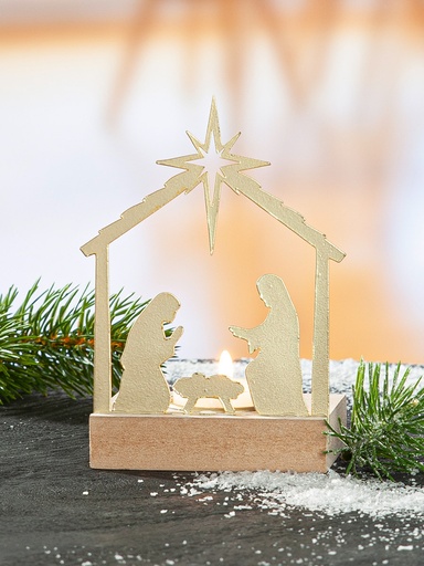 [KAN-30M013] Bougeoir chauffe plat 'Ste Famille' - métal - assorti (90x140mm)