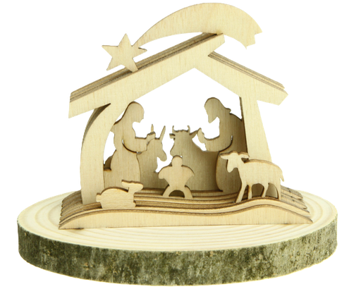 [KGR-07M02] Nativité en bois/laser - Naturel (6x7,5cm)