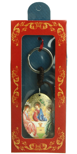 [SLH-09M03TRI] Schlüsselanhänger - Ikoon/vergoldet - Hl.Dreifaltigkeit/Roublev (35x110mm)