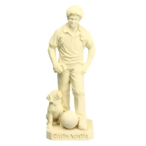 [BLD-57ACU11N] Statue Carlo Acutis - bois sculpt/natur - 15cm