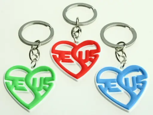 [SLH-72M01] Keyholder Heart/Jesus - Silicon/assorti (40x38mm)