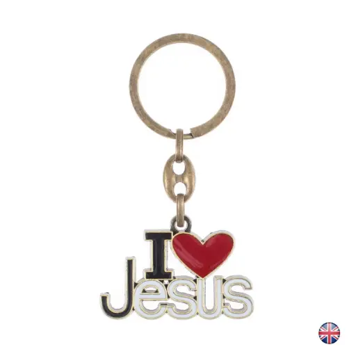 [SLH-72M02] Keyholder 'I love Jesus' - metal/ennamel (40x38mm)