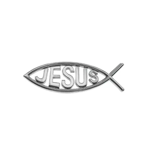 [STK-72M02ZL] Sticker - Ichtus- Metall/Silberfarbig