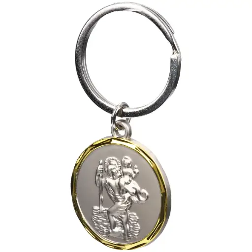 [SLH-30KRI02] Porte-clef St Christophe métal/bord doré - mod UMDV (80x30mm)