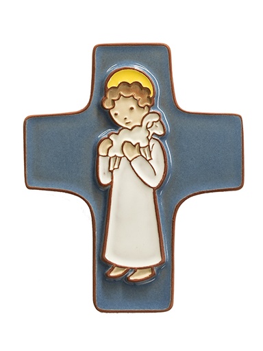 Ceramic cross - Good Shepperd - White (95x120mm)