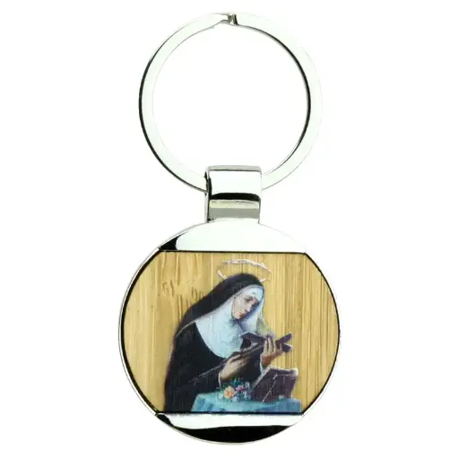 [SLH-35M002RIT] Sleutelhanger H.Rita - rond/metaal/bamboe (Ø40/75mm)