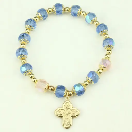 [ARM-35M010BL] Armband - Elastisch/Semi-cristal perle - Blau