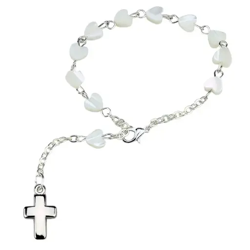[ARM-35M014] Bracelet - dizainier - perle nacre coeur