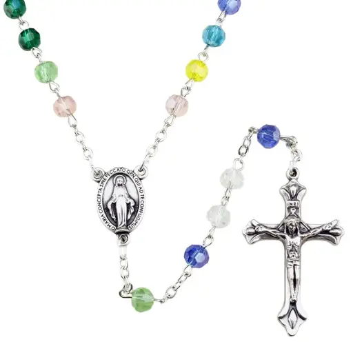 [RZK-35M006] Rosary - semi-cristal - multi colour (⌀6mm)