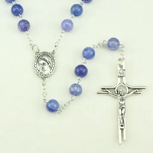 [RZK-35M007BL] Rozenkranz - Glassperle - Blau (⌀8mm)