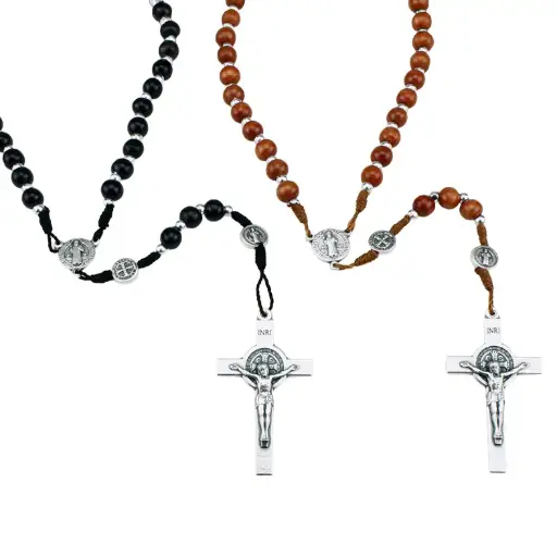 [RZK-35M009] Rosary St Benedict/cord - assorted (⌀8mm)