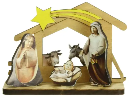 [KGR-35M010] Kerstgroep Olijfhout (85x35x60mm)