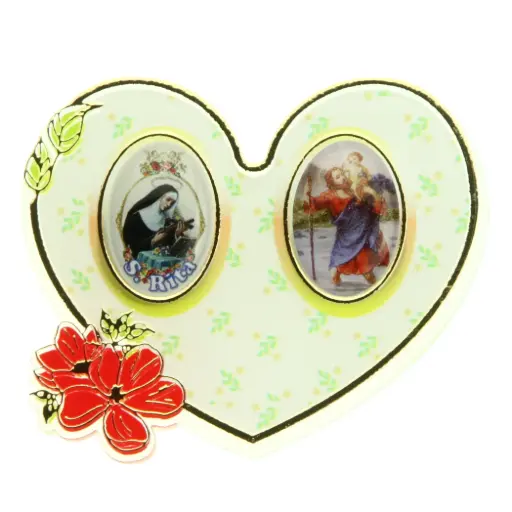 [ATM-35M002RITKRI] Magnet heart/plexi - H.Rita/St Christopher (55x50mm)