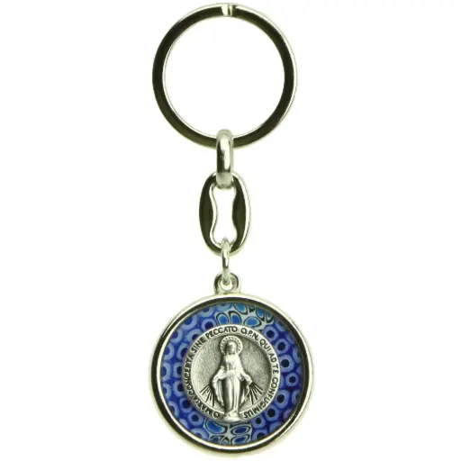 [SLH-35M003WON] Schlüsselanhänger Wüntertätige Madonna - Metall/Rund/Murano (60x30mm)