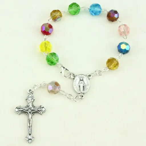 [TNT-35M006] Small rosary -  semi-cristal - multi colour 8mm