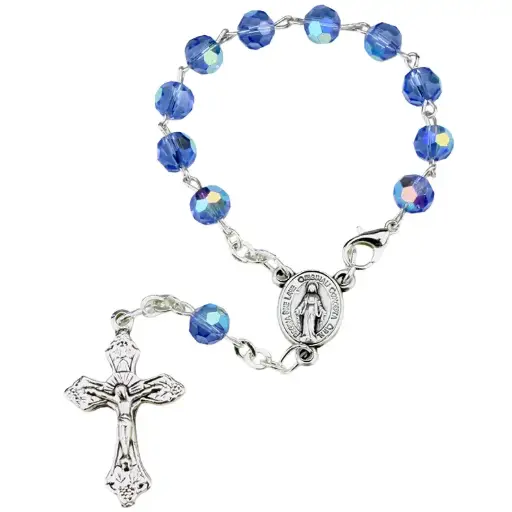 [TNT-35M007BL] Small rosary -  semi-cristal - blue - 6mm