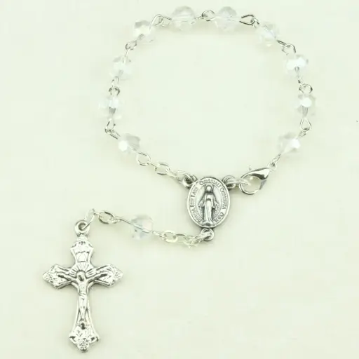 [TNT-35M007WT] Small rosary -  semi-cristal - transparent - 6mm