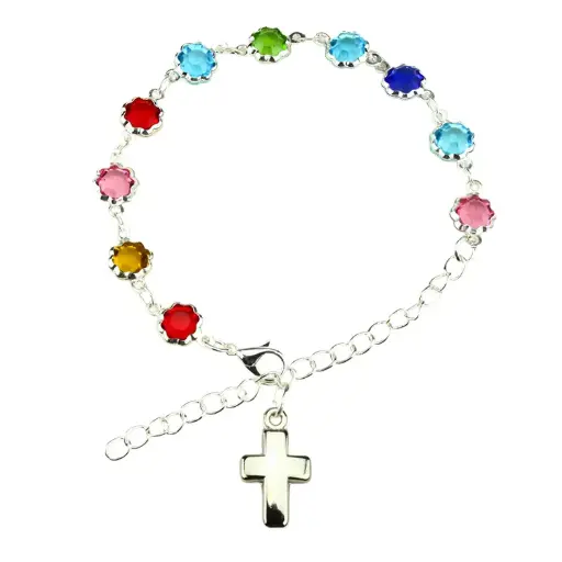 [ARM-35M017MC] Armband 'Blume"serie - imit. Kristal/≠ Farbe