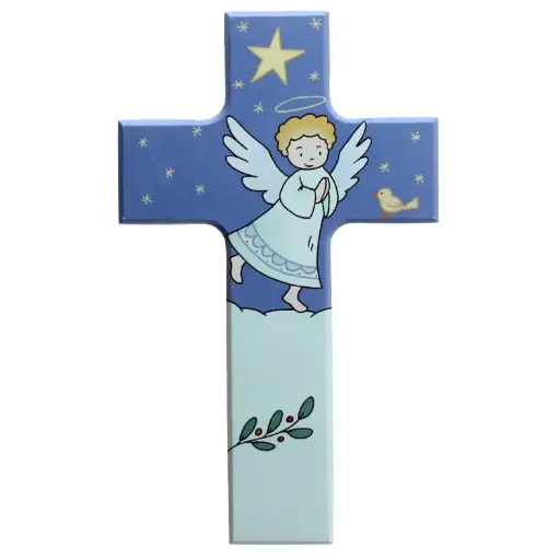 [MKR-01TFR609] Croix 'Garçon' - bois (90x150mm)